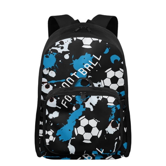 Uourmeti Soccer Splash 17 Inch Boys Backpack with Lunch Box 8-10 Large Capacity Boys School Backpack with Adjustable Shoulder Straps and Spacious Interior for Grade 4th Boy
