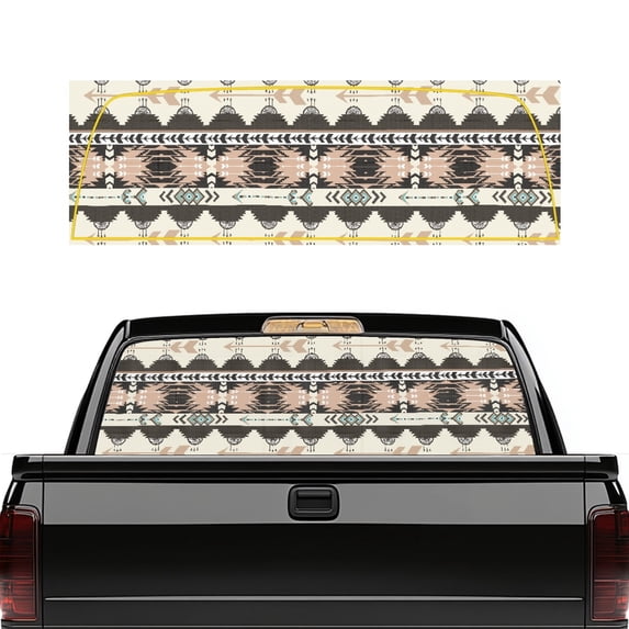 Uourmeti Southwestern Aztec Tribal Pickup Car Window Stickers, Fade Proof Vinyl, Easy Installation See Through Truck Rear Window Decal Corrosion Resistant