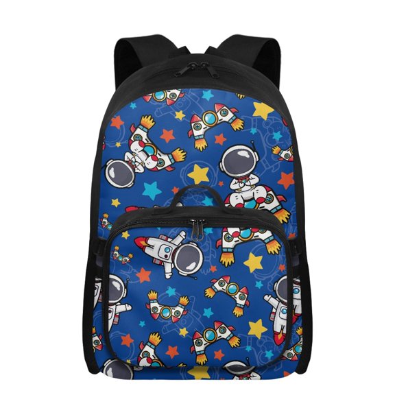 Uourmeti Space Astronaut School Backpack for Girls Ages 6-9 with Lunch Box 17 Inch Pink Bookbag 2 in 1 Large Capacity Rucksack Dual Zipper Lunch Bags for Travel Camping