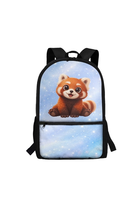 Spacious Compartment School Backpack for Travel Outdoor, 17 Inch Comfort Straps Student Bookbag, Red Panda Design