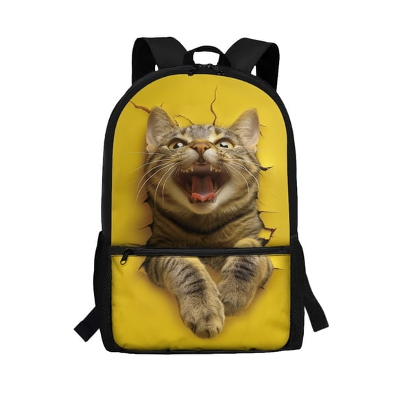 Uourmeti Spacious Interior Student Bookbag for Shopping Outdoor, 17 Inchs Smooth Zippers School Backpack, Cat Print Design