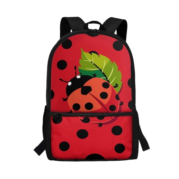 Uourmeti Spacious Storage School Backpack for Travel Outdoor, 17 Inch Fine Craftsmanship Student Bookbag, Ladybug Leaf Print
