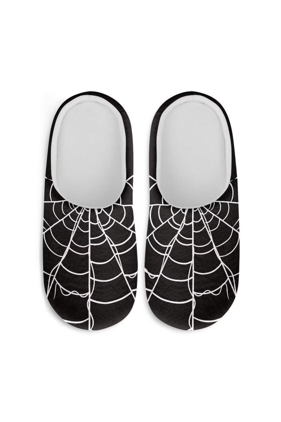 Spider Web Halloween Gifts Slippers Cute Trendy Retro Cozy Comfy Plush Fuzzy Warm Keep Warm Women Ladies Girls Slippers