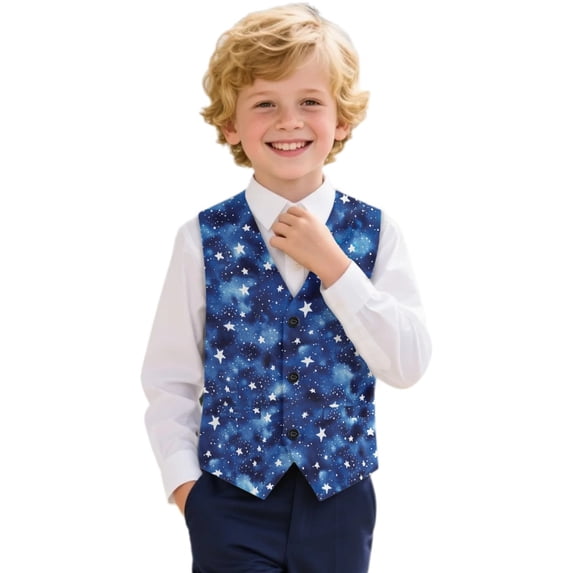 Uourmeti Star Boys Formal Waistcoat Polyester Versatile Match Stylish Kids Formal Suit Vest Waistcoat for Holiday Party