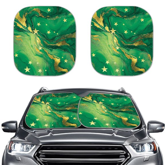 Uourmeti Star Marble Pattern Polyester Car Front Window Visor Superior Sun, Heat, and UV Rays Protection Keep Your Vehicle Cool 25.5" x 28.5" 2 Pack