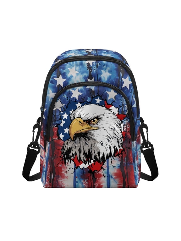 Star Stripes Design Crossbody Bag, Zipper Closure Polyester Sling Bag for Travel Traveling, Portable Sling Crossbody Bags