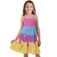 thumbnail image 1 of Uourmeti Starry Ice Cream Print Girls Summer Sundress Soft Spaghetti Straps Casual A Line Swing Dress 13-14T Toddler Kids Cami Tiered Dress, 1 of 6