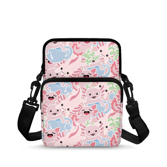 Uourmeti Stretch Polyester Crossbody Purse Zipper Portable Crossbody Bag for Work, Salamander Theme Crossbody Bags