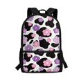 thumbnail image 1 of Uourmeti Stylish Backpack for Shopping Work, 17 Inch Personalized Polyester Backpack, Floral Print on Cow Pattern Background, 1 of 6