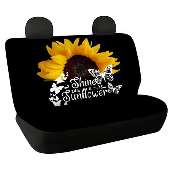 Uourmeti Sunflower Butterfly, Non-Slip Replacement Seat Protectors Set of 2 Waterproof All Weather Car Back Seat Cover for Auto Car Interior