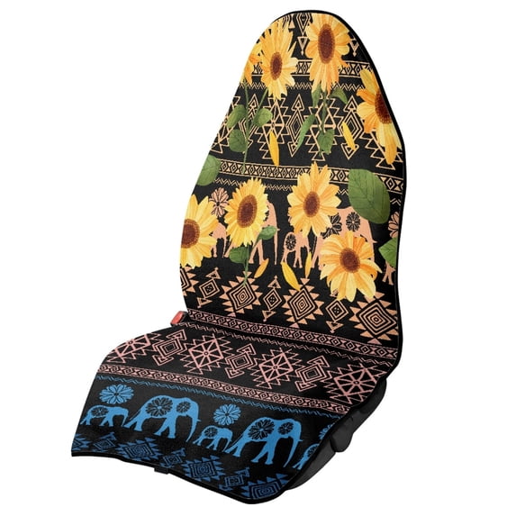 Uourmeti Sunflower Elephant Geometric Theme Car Seat Cover Sweat-Absorbent, for Truck Seat Van Car Front Seat Suitable for Trucks SUV Sedan