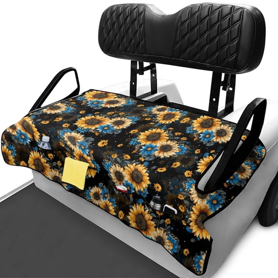 Uourmeti Sunflower Golf Cart Seat Covers with Pockets, Front Pockets Golf Cart Seats Cushion Covers Fit for 2 Passenger