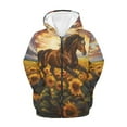 thumbnail image 1 of Uourmeti Sunflower Horse Girls Long Sleeve Hooded Pullover Lightweight with Pockets Trendy Comfy Top for Teens Fall Size 14-16, 1 of 7