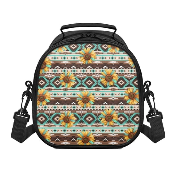 Uourmeti Sunflower Pattern Portable Design Kids Lunch Bag for Hiking Travel, Neat Stitching Kids Insulated Lunch Bag