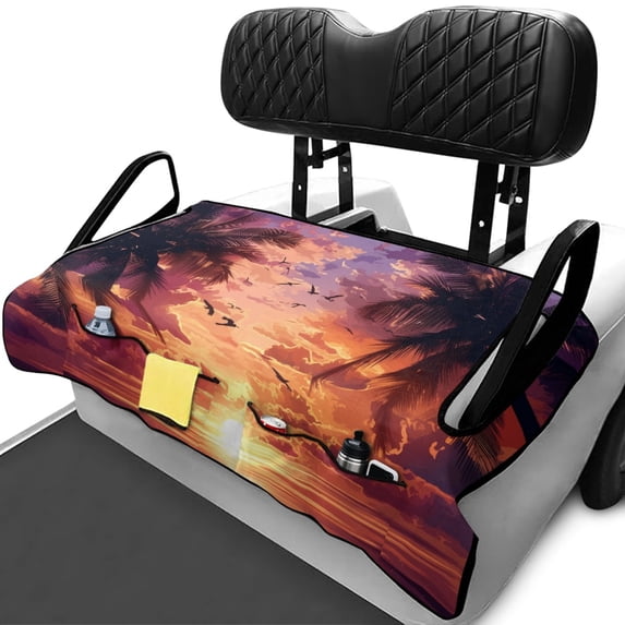 Uourmeti Sunset Palm Beach Print Golf Cart Seat Covers Breathable, Soft, Suitable for Sports, Fit for EZGO