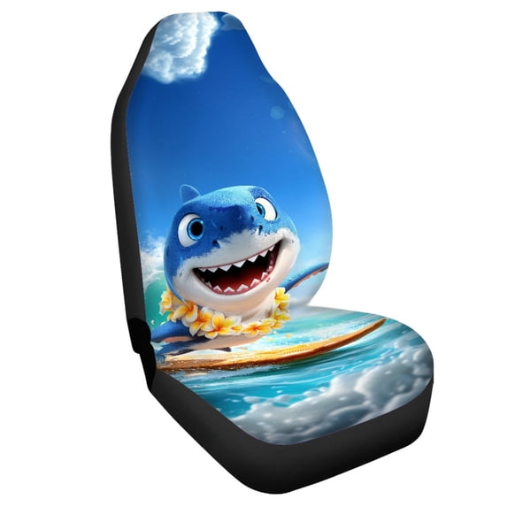 Uourmeti Surfing Shark Print Front Car Seat Cover Stretchy Seat Covers for Cars Anti-Aging Wear Resistant 1 Pieces Set Compatible with Auto Vehicle