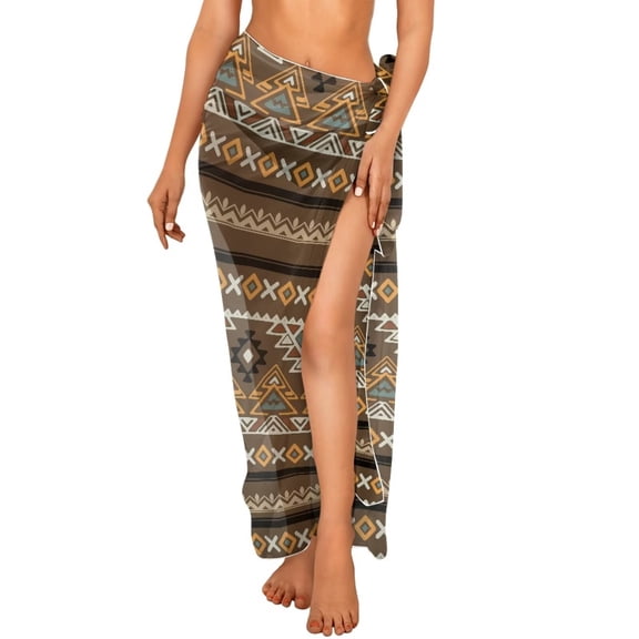 Uourmeti Swimsuit Coverup for Women Southwest Aztec Print Sarong Wrap Skirt Lightwieght Sarong Pareo Wraps for Travel, Trip
