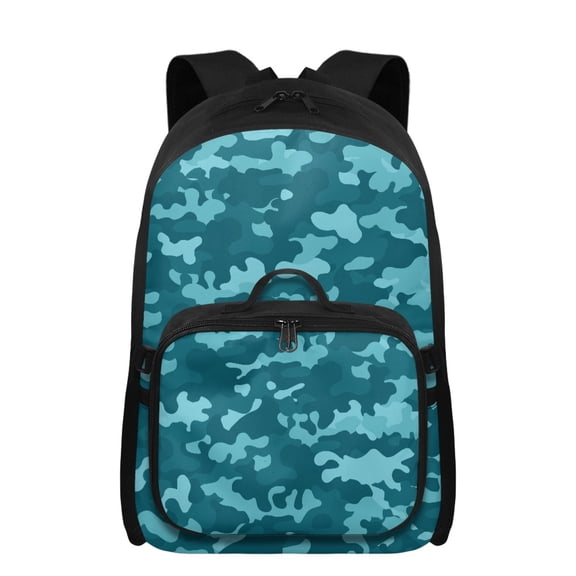 Uourmeti Teal Camo Elementary Backpack Girls 6-8 School Cooler Lunch Box Tote with Mesh Pocket Casual Travel Rucksack Daypack 2 in 1 17 Inch