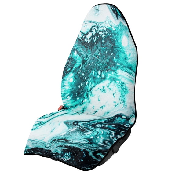 Uourmeti Terry Cloth Car Seat Towel Cover, Compatible with Truck Seat Sedan, Microfiber Non Slip Car Seat Cover for Cars Drivers, Teal Marble Fluid