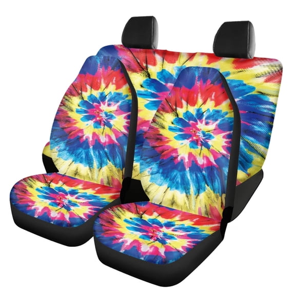 Uourmeti Tie Dye Burst Print Car Seat Covers Soft Car Seat Covers Full Set, Washable Compatible with Truck Sedans