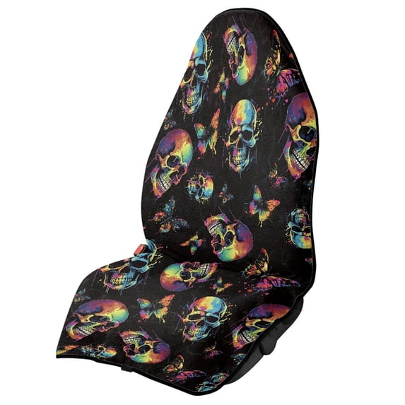 Uourmeti Tie Dye Skull Butterfly Terry Cloth Car Seat Cover Sweating, Suitable for Seat Covers and Liner Van Truck Seat, Car Seat Towel Cover for Vans Cars