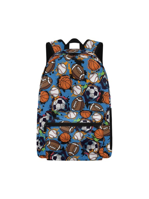 Trendy Casual Backpack featuring Mixed Sports Balls - Perfect for School Daily Use and Outdoor Hiking