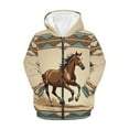 thumbnail image 1 of Uourmeti Tribal Horse Girls Casual Zip Up Hoodie Long Sleeve Lightweight with Pockets Trendy Fall Jacket Teens Size 14-16, 1 of 7