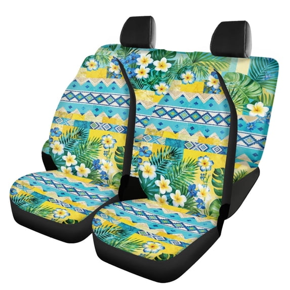 Uourmeti Tropical Flower Leaf Print Car Seat Covers Full Set Lightweight Seat Protection Cover Easy to Install Polyester Car Seat Cover Sets Fit for Truck Cars