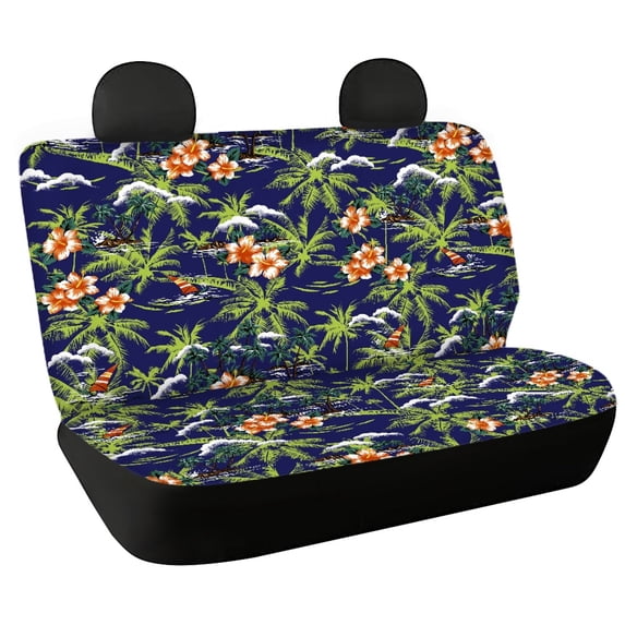 Uourmeti Tropical Hibiscus Print Car Seat Covers for Truck, 2 Piece Non-Slip Universal Seat Backrest Covers Stretch Waterproof Bench Seat Covers