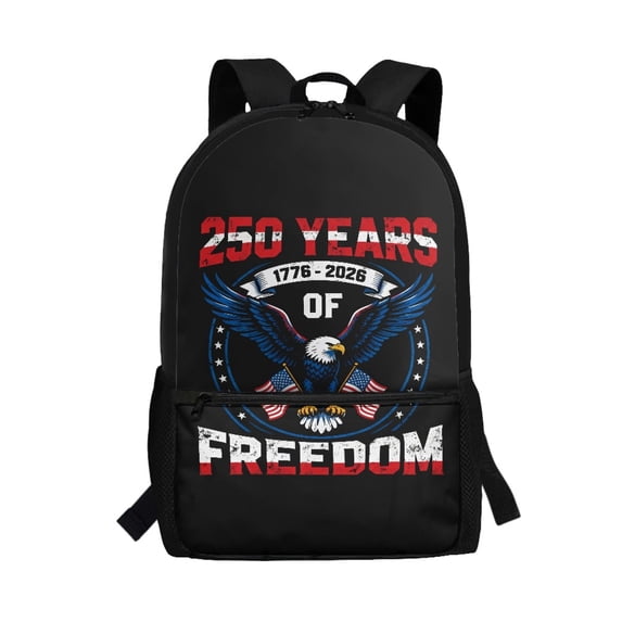 Uourmeti US Flag Eagle Freedom Print Daily All Match School Bookbag for Travel Outdoor, Multiple Pockets Durable Zippered Daypack Stylish Travel Bag