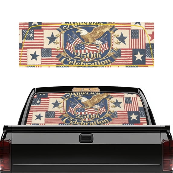 Uourmeti USA 250th Bald Eagle Pattern Truck Rear Window Decal, Universal Vinyl, Heat Resistant Waterproof Pickup Car Window Stickers Sun Protection