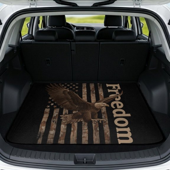 Uourmeti Universal Car Trunk Mat 29"x39", Eagle Camo Freedom All Weather Trunk Protection Cargo Liner, Non-Slip Durable Trunk Mat for Most Car Models