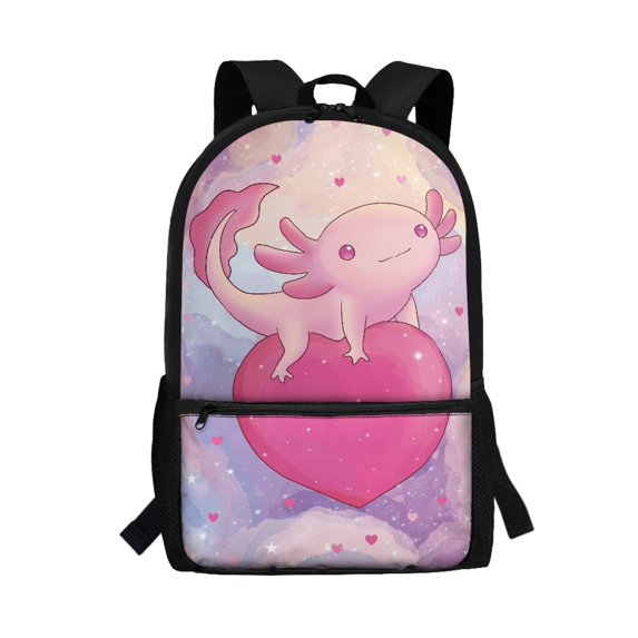 Uourmeti Valentine's Day Gifts and Salamander Heart Daypack, Durable Fabric Backpack 17 Inch Adjustable Shoulder Straps Travel Backpack for Vacation Daily Use