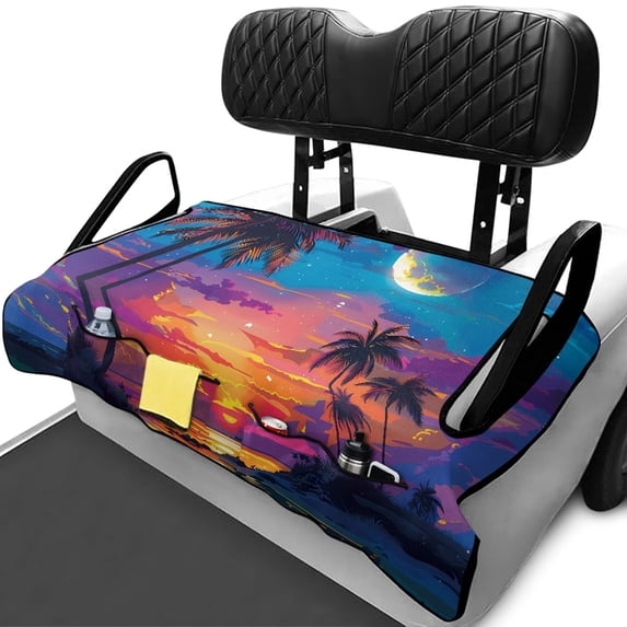 Uourmeti Vibrant Tropical Beach Sunset Golf Cart Seat Non-Skid, Fit for Sports Golf Carts Suitable for 2 Passenger Club Car