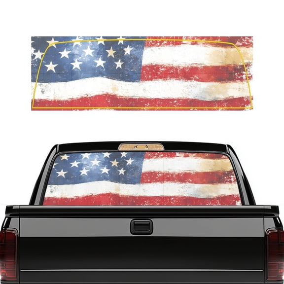 Uourmeti Vintage American Flag Truck Rear Window Decal, No Fade Vinyl, Universal Waterproof Car Rear Windshield Sunshade Scratch Resistant