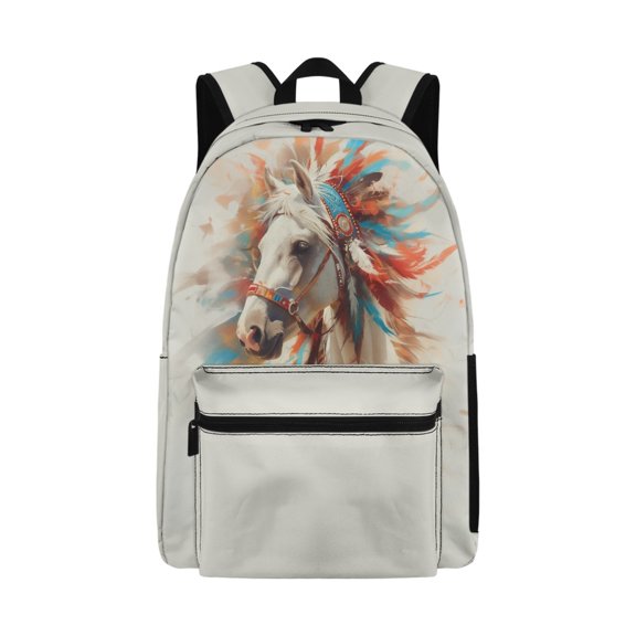 Uourmeti Watercolor Native Horse Backpack Polyester Durable Comfortable Versatile Casual Backpack for Men