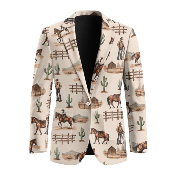 Uourmeti Western Cowboy Polyester Sport Coat with Slim, Slim Fit Pockets Suit Jackets for Summer