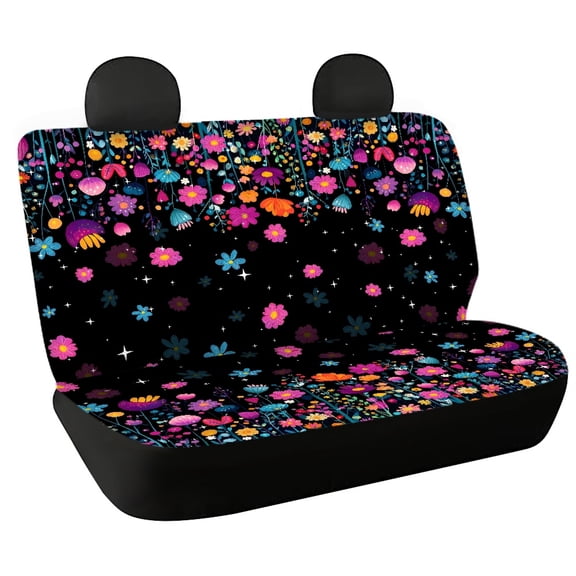 Uourmeti Wildflower Theme Rear Bench Seat Covers, Stretchy Dustproof Protectors 2 Pack for Auto Interior Pet Travel