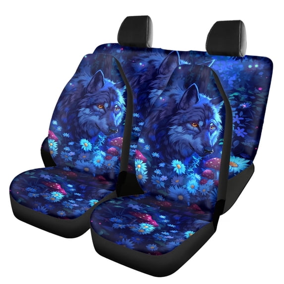 Uourmeti Wolf Car Seat Covers 3 PCS Car Seat Covers Full Set Auto Decor Interior Accessories Suitable for Cars Truck