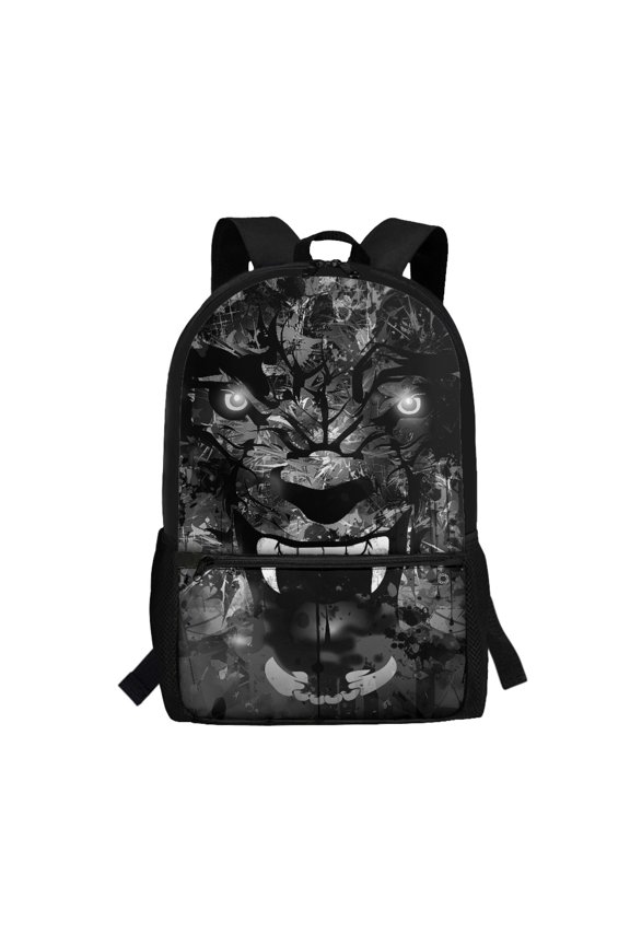 Wolf Face Design Backpack for School Travel, Not Easy To Fade Rich Texture School Backpack Smooth Zipper Polyester Backpack