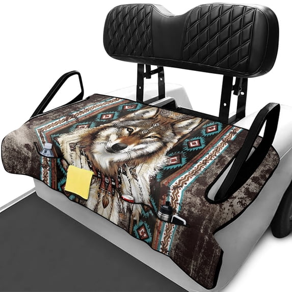 Uourmeti Wolf Golf Cart Seat Covers with Pockets, Easy to Clean Cushion Cover Fit for Club Car