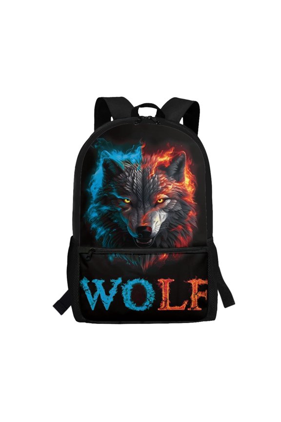 Wolf Pattern Design Daypack for Adults, 17 Inchs Durable Practical Large Capacity School Backpack for Work Travel