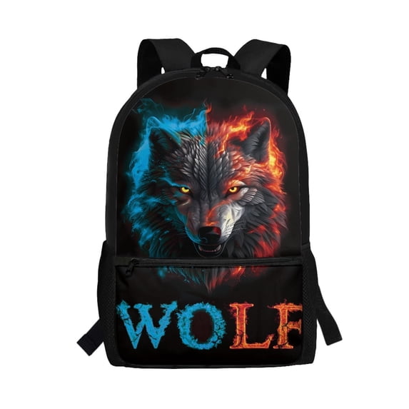 Uourmeti Wolf Pattern Design Daypack for Adults, 17 Inchs Durable Practical Large Capacity School Backpack for Work Travel