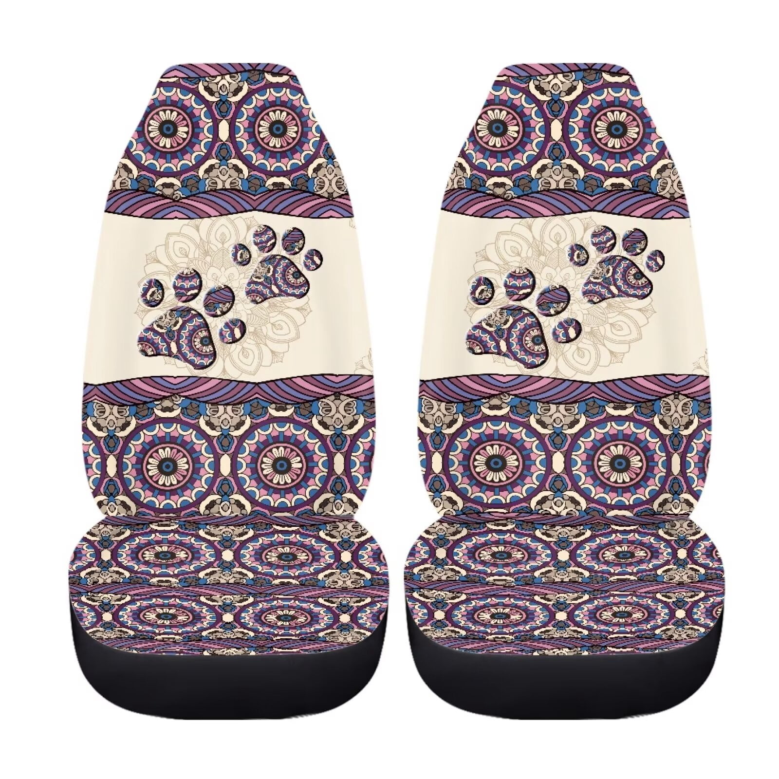 Uourmeti Women Cute Dog Paw Car Seat Covers Front Seats Only Boho Car Accessories for Women Vehicle Interior Decor Universal Bucket Seat Protector for Cars Truck Suvs
