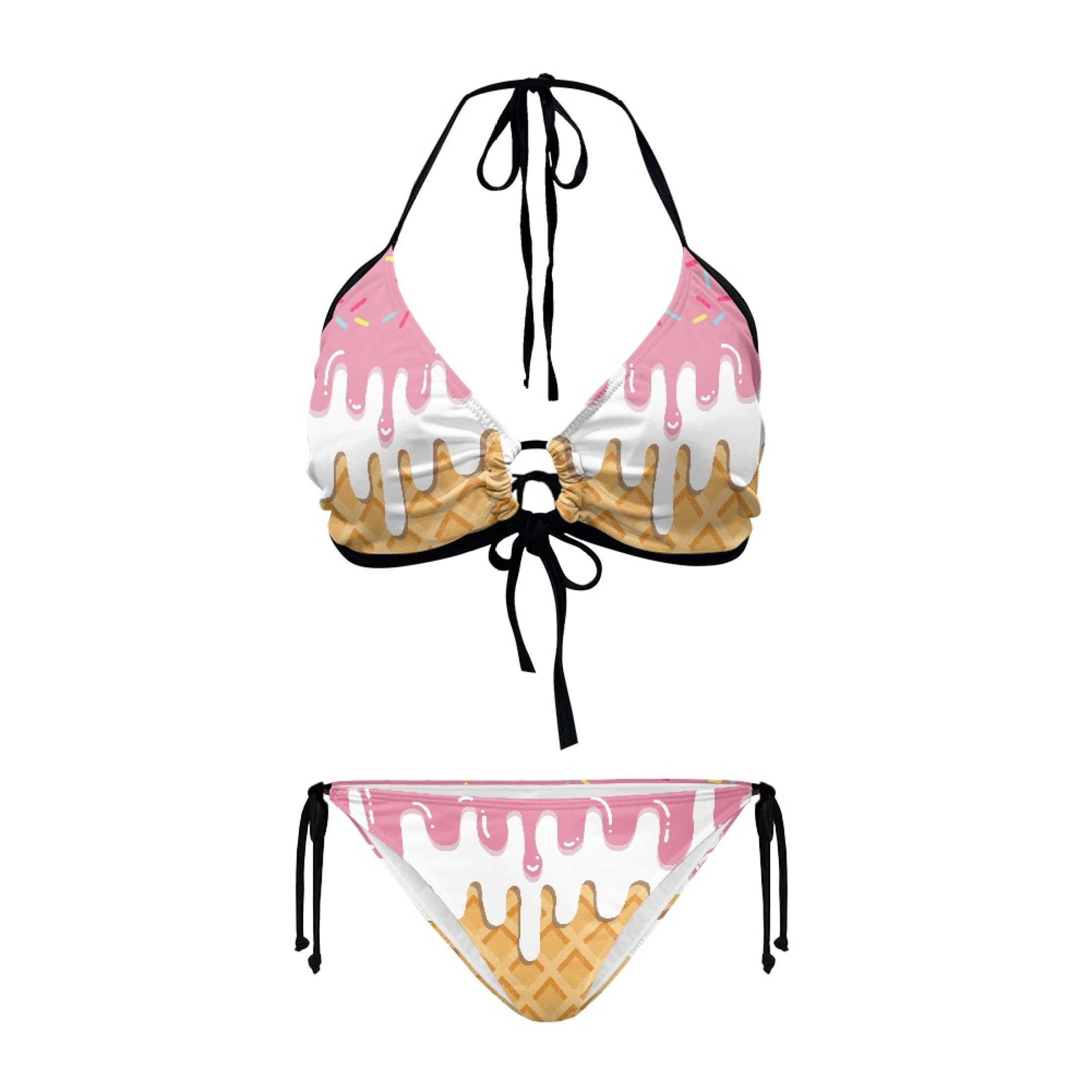 Uourmeti Women's Dripping Ice Cream Cone Halter Bikini Set - Cute Two ...