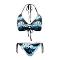 thumbnail image 1 of Uourmeti Women's Halter Neck Two-Piece Bikini Set - Tropical Plumeria & Palm Tree Print, Quick Dry, Tie Side Bottoms for Beach & Vacation, 1 of 9