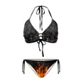 thumbnail image 1 of Uourmeti Women's Halter Triangle Bikini Set - Edgy Skull & Flame Print, Tie Side Bottoms - Perfect for Beach Vacation, Pool Party & Tropical Getaway, 1 of 6