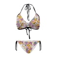 thumbnail image 1 of Uourmeti Women's Retro Groovy Floral Halter Triangle Bikini Set - Sexy Tie Side Two Piece Swimsuit for Beach Vacation, Pool Party & Tropical Getaways, 1 of 9