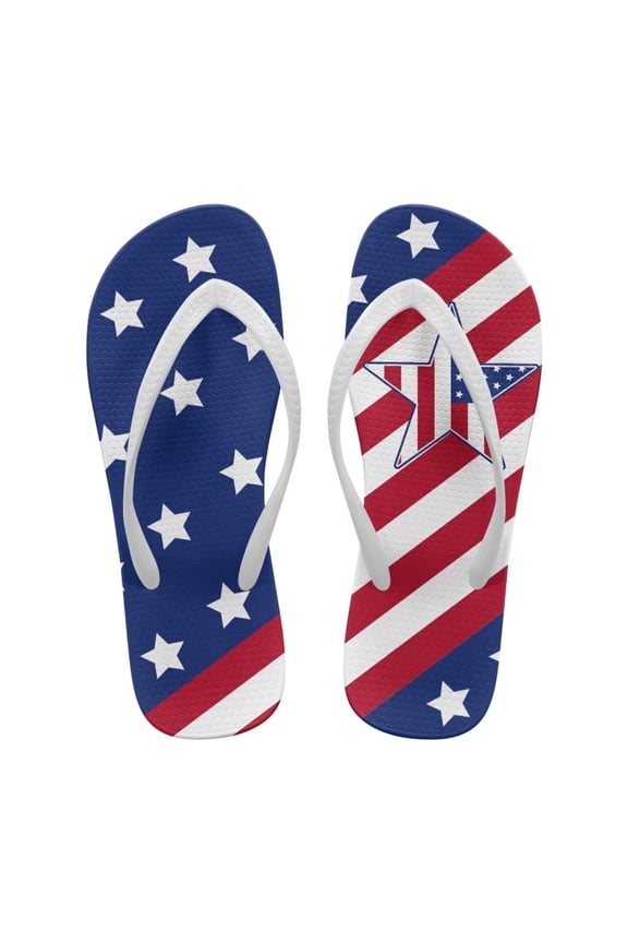 Women's Stars and Stripes Flip Flops Sandals, Fashion Beach Pool Thong Sandals for Walking Slide Shoes