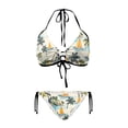thumbnail image 1 of Uourmeti Women's Tropical Beach Halter Bikini Set - Sailboat & Palm Tree Print | Tie Side Triangle Two-Piece Swimsuit for Summer Vacation, Pool & Beach Party, 1 of 9